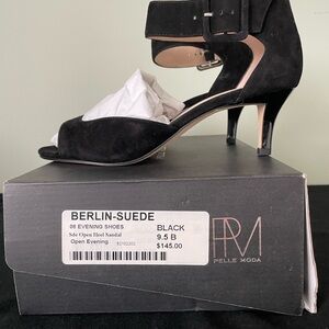 Pelle Moda Black Suede Heeled Sandals